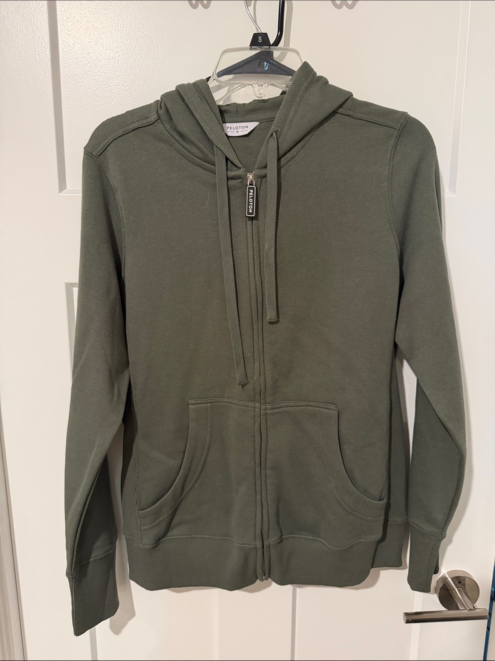 Peloton Olive Green Zip Hoodie with Kangaroo Pockets